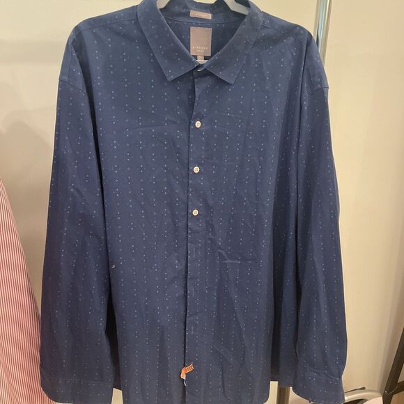 A Frame Mens Shirt 3XL Blue Stretch Long Sleeve Button Down Patterned Regularfit - Picture 1 of 3